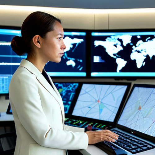 Home 4 A professional female urban planner, mid-30s, dressed in a modest, contemporary business suit. She stands in a high-tech urban planning control room, with large, holographic-like screens displaying intricate city data visualizations: interactive maps showing traffic flows, public transport networks, green spaces, and demographic overlays. The room is modern, clean, and well-lit with ambient light from the screens. She is looking thoughtfully at a screen, one hand gently resting on a digital console, conveying focus and expertise. High-resolution professional photography, cinematic lighting, vibrant but natural colors, realistic details, sharp focus, perfect anatomy, correct proportions, natural pose, well-formed hands, proper finger count, natural body proportions, safe for work, appropriate content, fully clothed, professional dress, modest clothing, family-friendly.