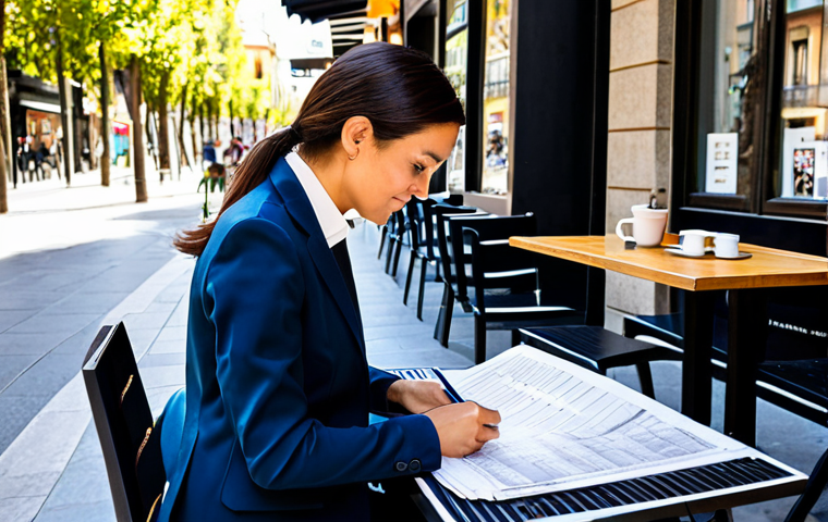 도시계획 업무에서의 타임 관리 기술 - Urban Planner in Madrid**

"A professional female urban planner in a tailored business suit, reviewi...