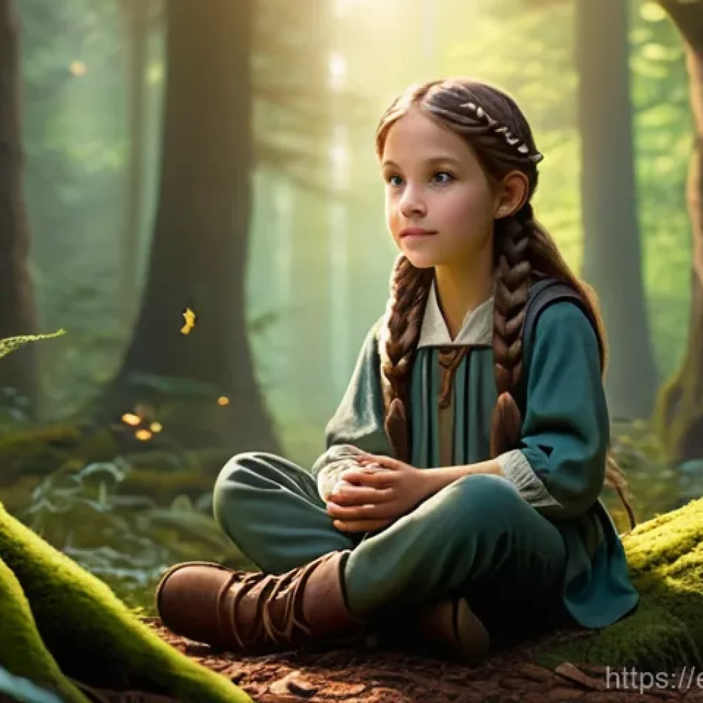 도시계획 설계에서의 법률적 고려 사항 - A whimsical scene depicting a young girl, approximately 8-10 years old, with flowing brown hair styl...