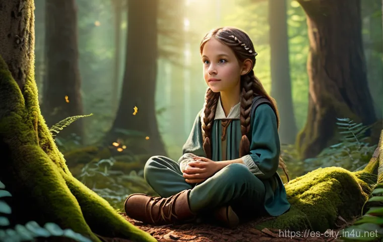 도시계획 설계에서의 법률적 고려 사항 - A whimsical scene depicting a young girl, approximately 8-10 years old, with flowing brown hair styl...