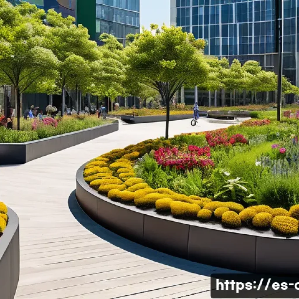 도시계획 전문가 인터뷰 - A vibrant urban park scene in a Latin American city during daytime, featuring lush green spaces with...